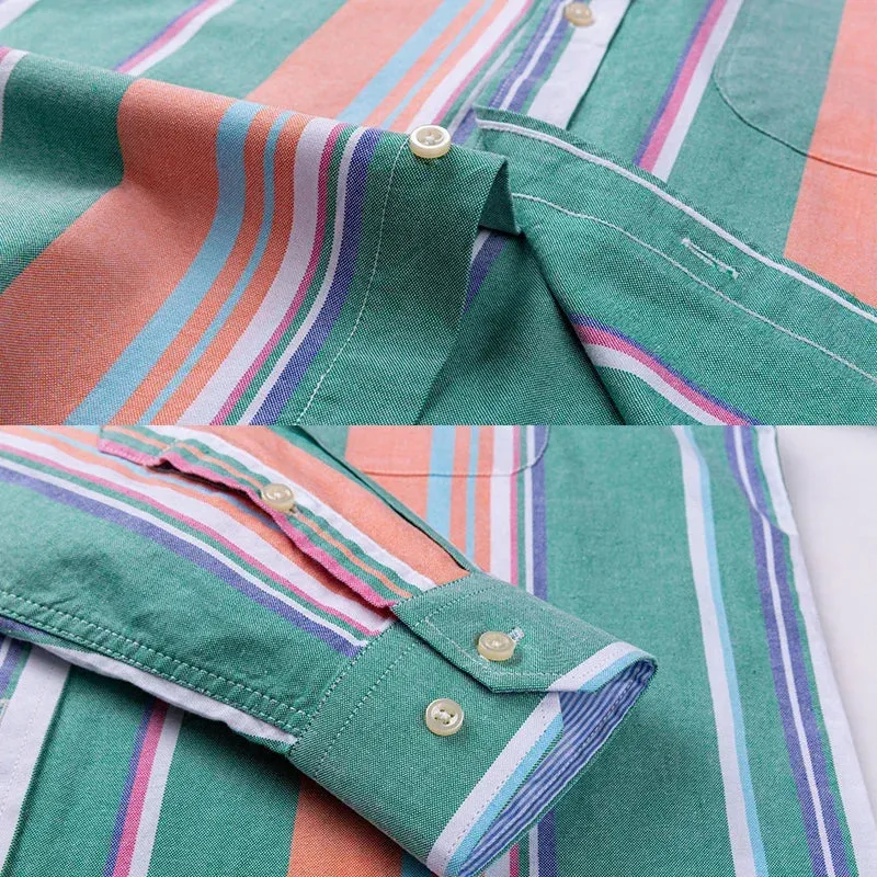 Men's Social Shirt Long Sleeve Pure Cotton Oxford Thin Soft Buttoned Plaid Formal Male Clothes Oversized Shirt Plus Size S~7XL