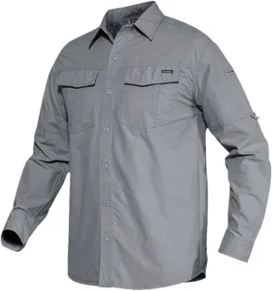 Men's Summer Cargo Work Shirt-Long-Sleeved Tactical Military Style-Performance Button Down Airsoft Clothing