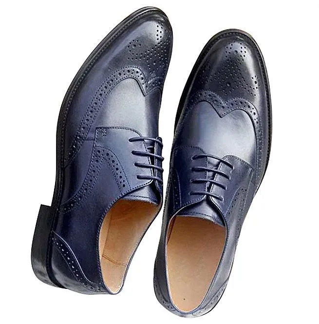 Men's Vintage Brogue Lace-Up Genuine Leather Oxford Shoes