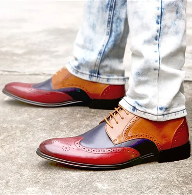 Men's Vintage Brogue Lace-Up Genuine Leather Oxford Shoes