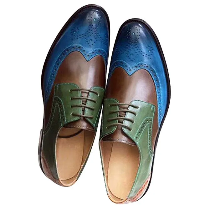 Men's Vintage Brogue Lace-Up Genuine Leather Oxford Shoes