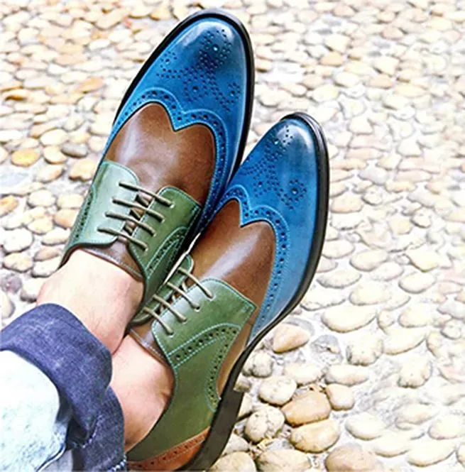 Men's Vintage Brogue Lace-Up Genuine Leather Oxford Shoes