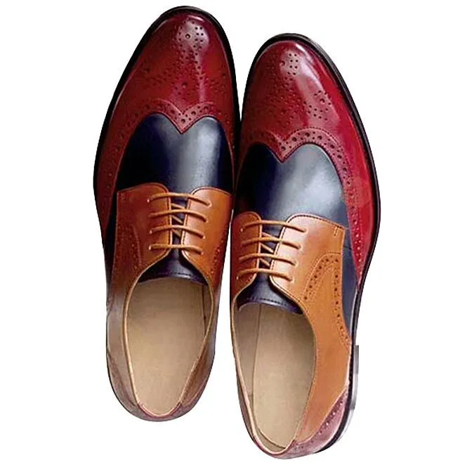 Men's Vintage Brogue Lace-Up Genuine Leather Oxford Shoes