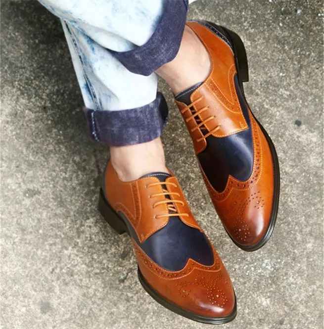 Men's Vintage Brogue Lace-Up Genuine Leather Oxford Shoes