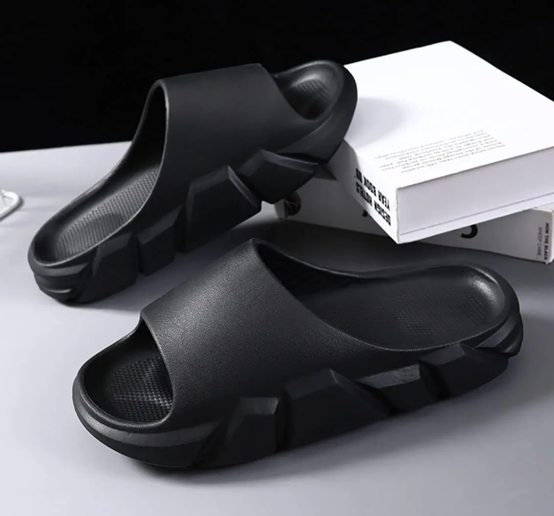 Men's Women's Flame Cloud Slide Slippers Slip Resistant Thick Bottom Massage Shower Spa Slippers Open Toe Cuddle Sandals Fitness Home Shoes