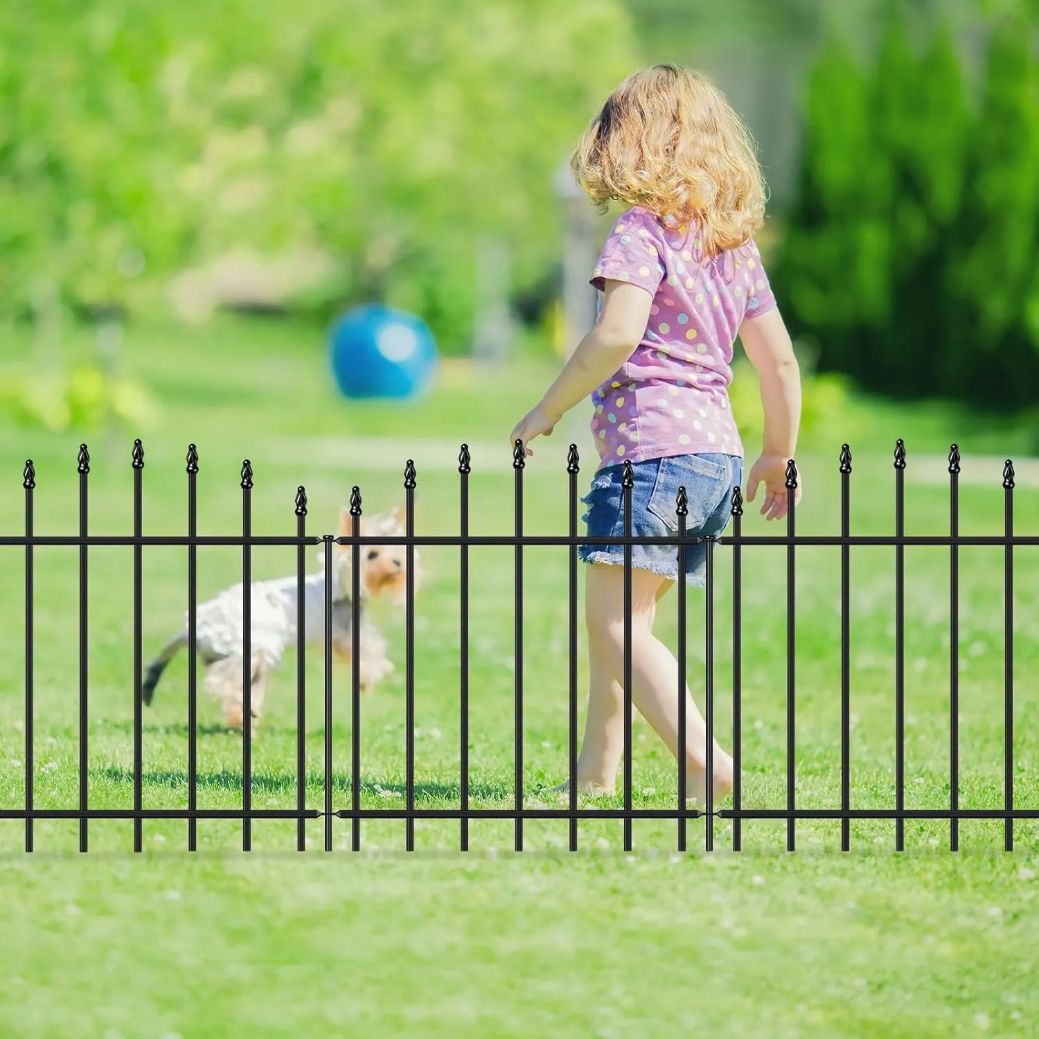 Metal Garden Fence 26 in H x 12 ft L, 6 Panels   7 Stakes Border Dog Fence Panels Animal Barrier, No Dig Garden Fencing for Yard Patio Flower Bed Lawn Outdoor, Arch Black