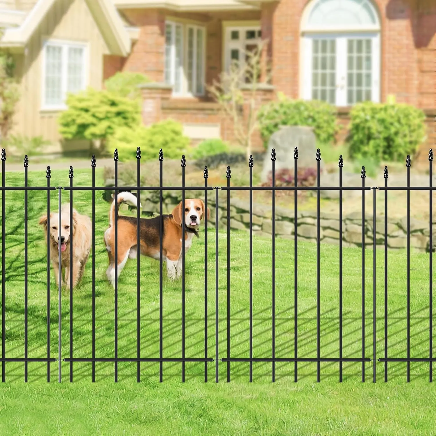 Metal Garden Fence 36 in H x 12 ft L, 6 Panels   7 Stakes Border Dog Fence Panels Animal Barrier, No Dig Garden Fencing for Yard Patio Flower Bed Lawn Outdoor, Arch Black