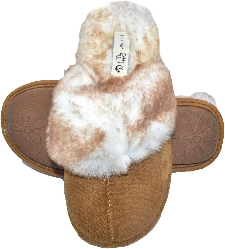 Millffy Women's Comfy Faux Fur Lining Clog Scuff House Shoes Memory Foam Slip on Anti-Skid Sole