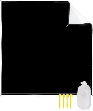 Minimalist Modern Art Beach Blanket Extra Large 118x108in Outdoor Waterproof Sandproof Picnic Blankets with Stakes Lightweight Beach Mat for Camping Travel Hiking,Solid Pure Black Dark Color
