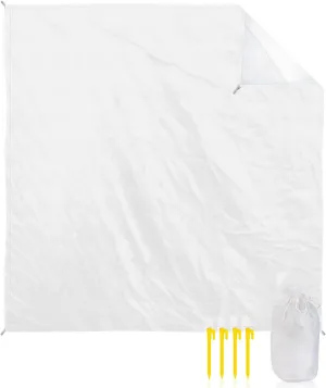 Minimalist Modern Art Beach Blanket Extra Large 118x108in Outdoor Waterproof Sandproof Picnic Blankets with Stakes Lightweight Beach Mat for Camping Travel Hiking,Solid Pure White Color
