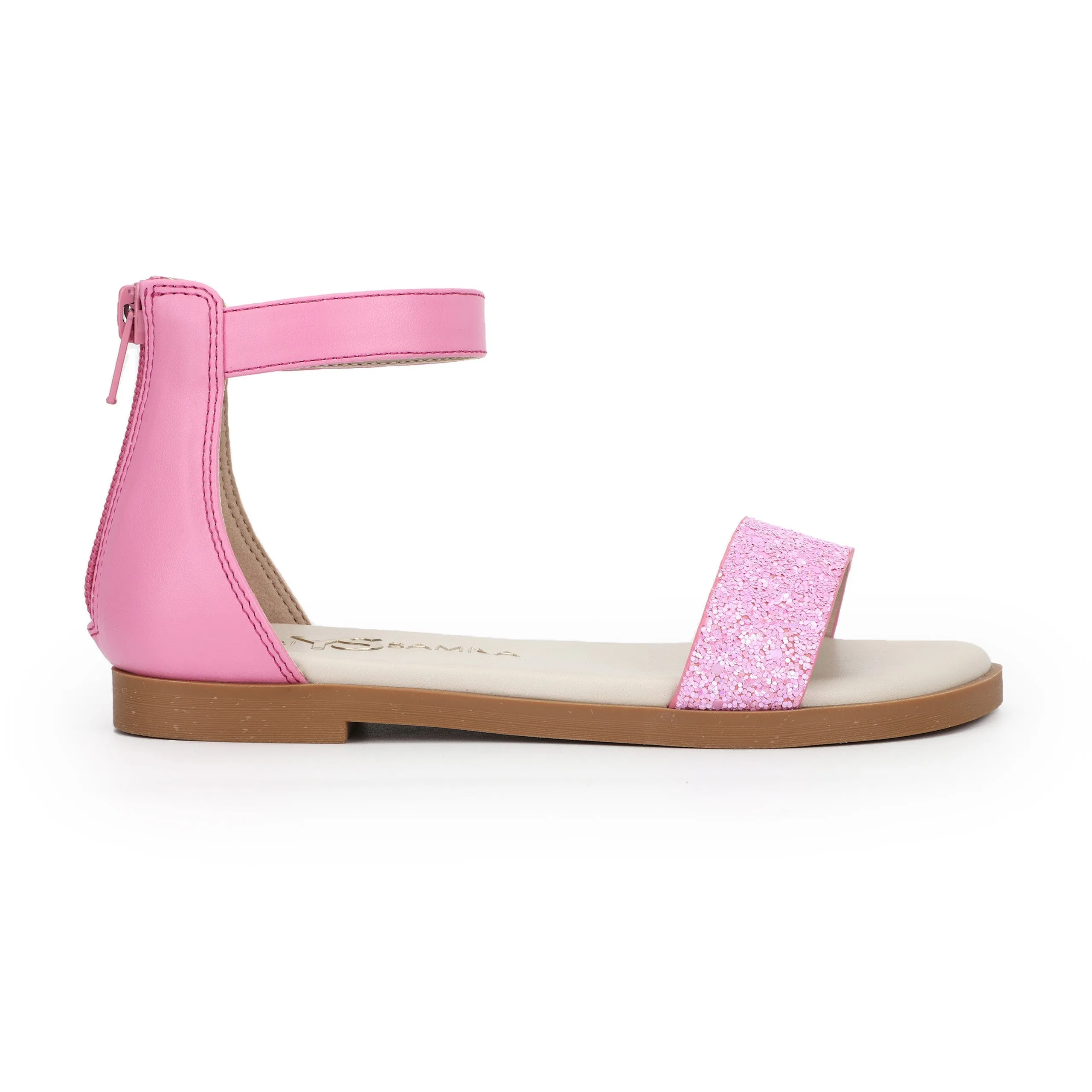 Miss Cambelle Glitter Sandal in Pink - Kids From Yosi Samra