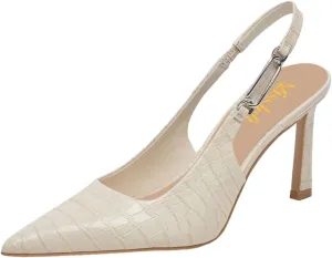 miss left Women Closed Pointy Toe Slingback Pumps Slim High Heels Slip Ons with Elastic Chain Strap Dressy Party Prom Date Shoes Size 4-16 US