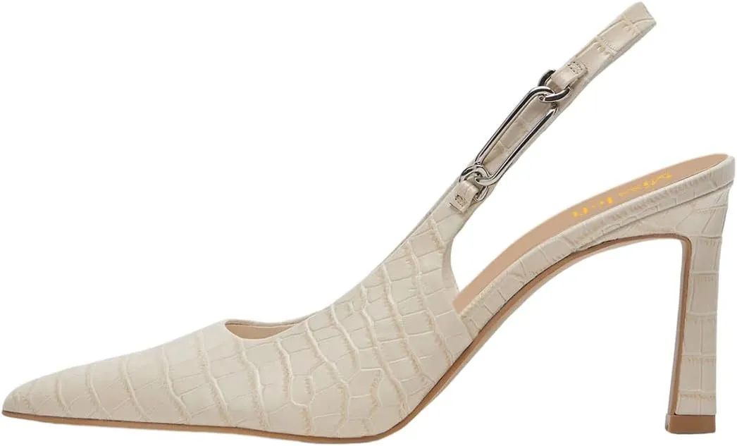 miss left Women Closed Pointy Toe Slingback Pumps Slim High Heels Slip Ons with Elastic Chain Strap Dressy Party Prom Date Shoes Size 4-16 US