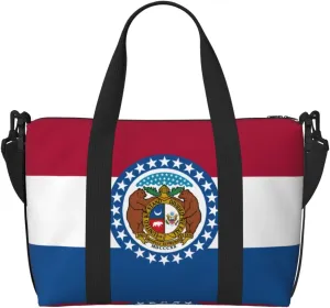 Missouri State Flag Hand-held travel bag, messenger casual handbag, suitable for work, travel, fitness, tourism, women's zipper storage bag,