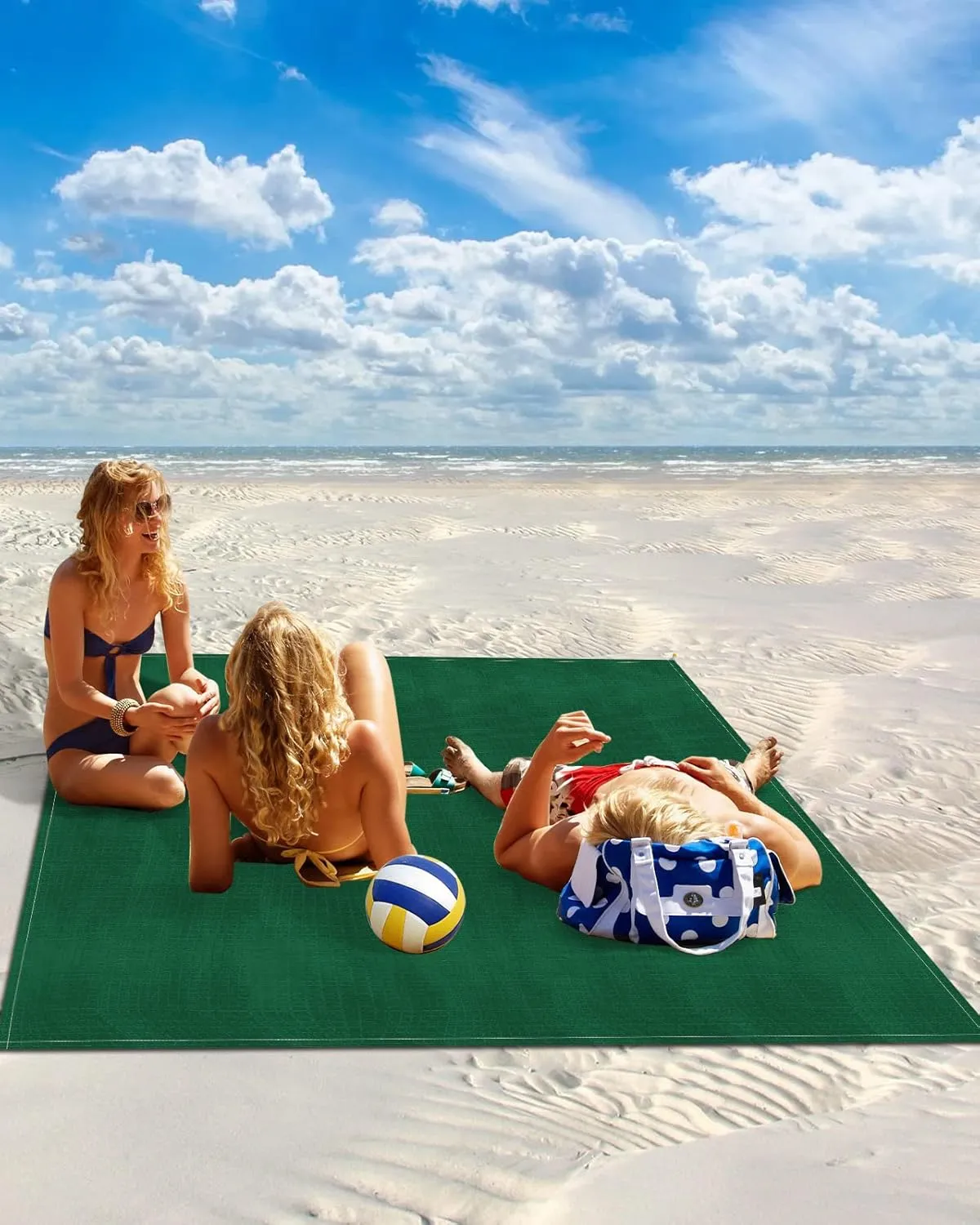 Modern Minimalism Hunter Green Beach Blanket Extra Large 118x108in Outdoor Waterproof Sandproof Picnic Blankets with Stakes Lightweight Beach Mat for Camping Travel Hiking,St Patricks Olive Green