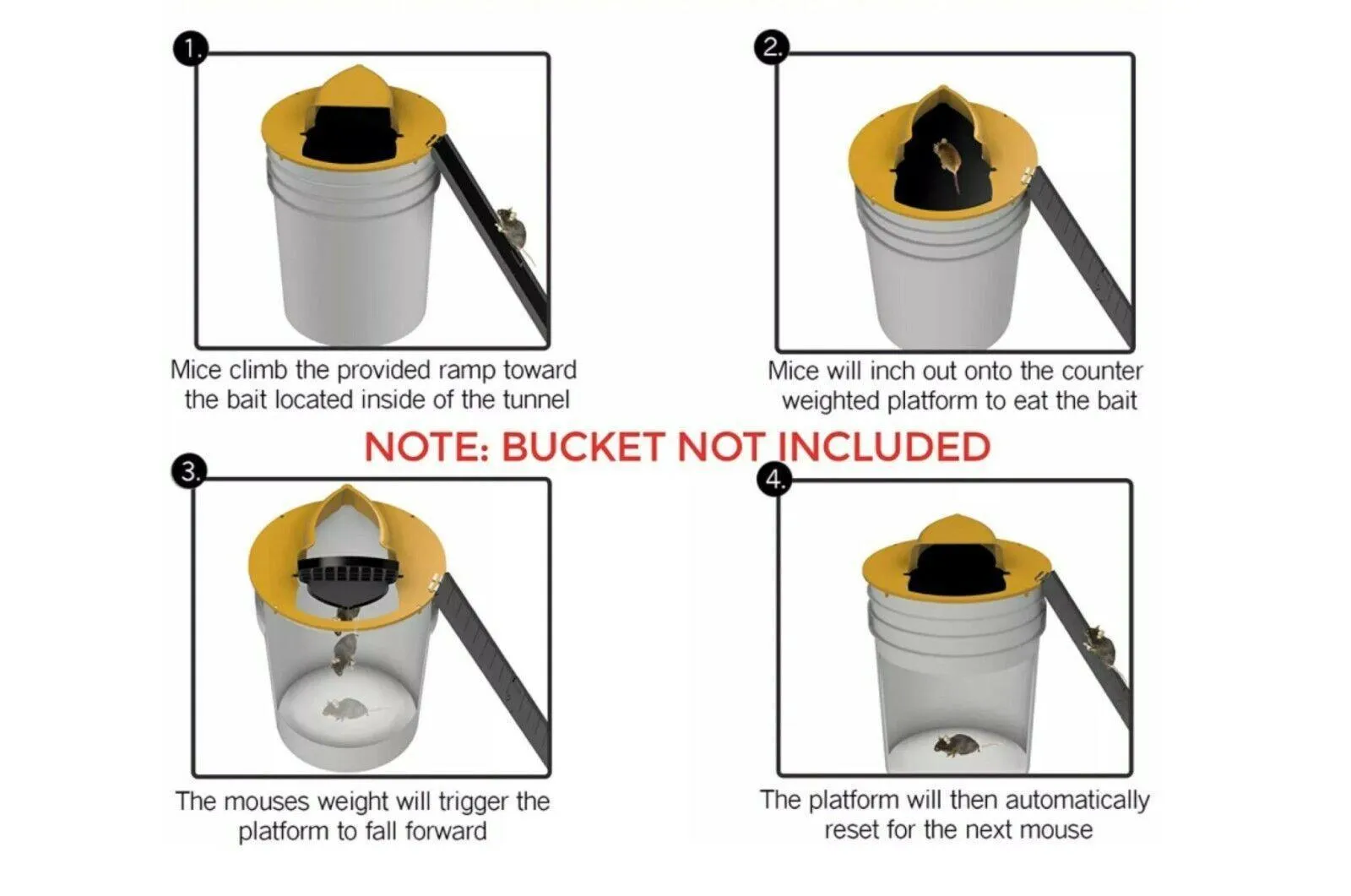 Mouse Trap Flip N Slide Bucket Lid Mouse Rat Trap With Ladder Mousetrap Catcher