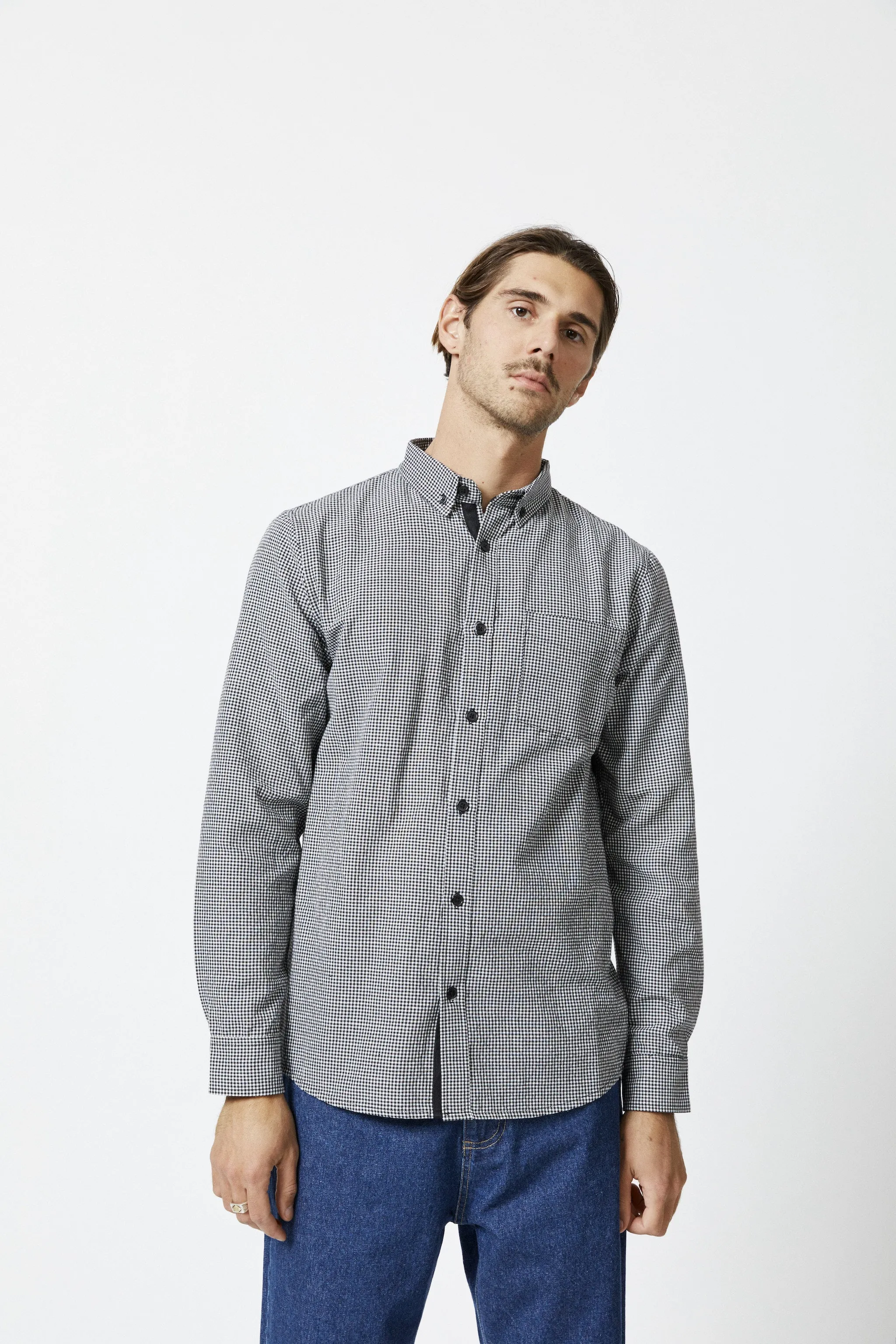 Mr Simple Oxford Check Long Sleeve Shirt in Gingham