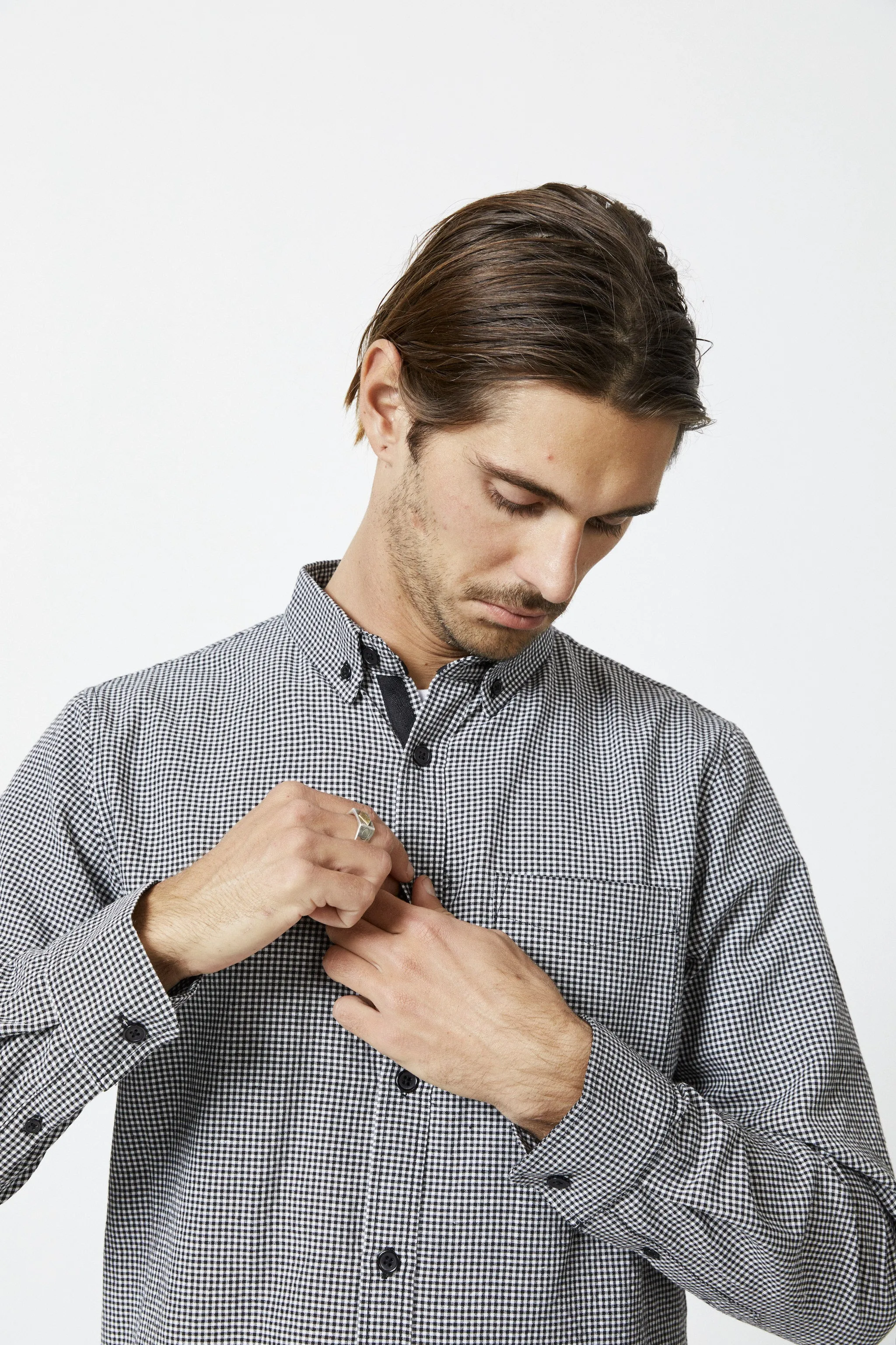Mr Simple Oxford Check Long Sleeve Shirt in Gingham