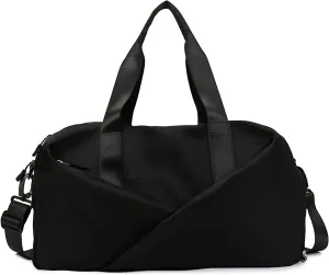 Multi-purpose Sports Bag for Women Stylish Gym Travel and Outdoor Duffle Bag with Wet Dry Compartment and Shoe Storage (Black)