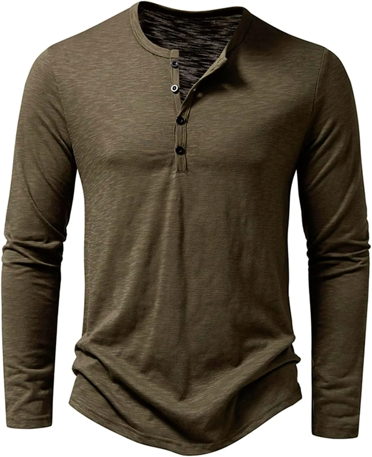 Muscularfit Mens Tshirts Long Sleeve Half Button Down Polo Shirt Casual Cotton Solid Work Henley Tees Shirt Trendy Clothes