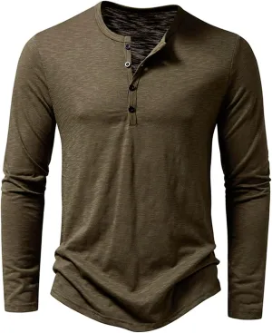 Muscularfit Mens Tshirts Long Sleeve Half Button Down Polo Shirt Casual Cotton Solid Work Henley Tees Shirt Trendy Clothes