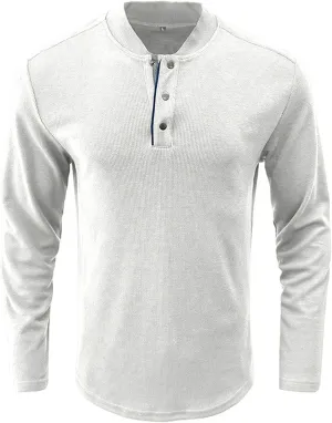 Muscularfit Tee Shirts Mens Button Down V Neck Long Sleeve Casual Sweater Pullover Big and Tall Solid Fitness Sweatshirt 2023
