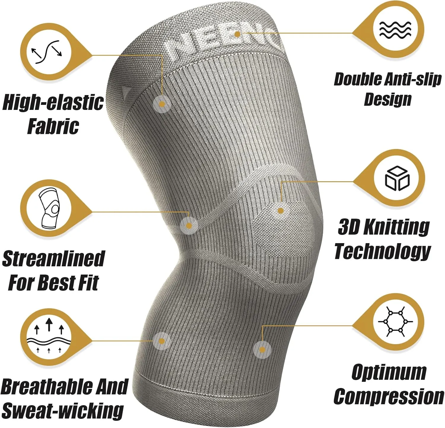 NEENCA Ultra-thin Knee Sleeve for Knee Pain, Lightest Knee Compression Sleeve with Graphene Ions Infused Fabric for Pain Relief, Swelling, Arthritis, Poor Circulation, Running, Sport- FSA/HSA Approved
