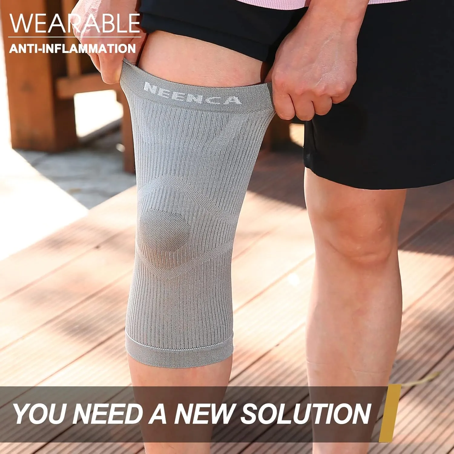 NEENCA Ultra-thin Knee Sleeve for Knee Pain, Lightest Knee Compression Sleeve with Graphene Ions Infused Fabric for Pain Relief, Swelling, Arthritis, Poor Circulation, Running, Sport- FSA/HSA Approved