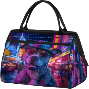 Neon Street American Pit Bull Travel Duffle Bag, Waterproof Duffel Bag Weekender Overnight Carry On Bag Lightweight Sport Gym Bag for Men Women
