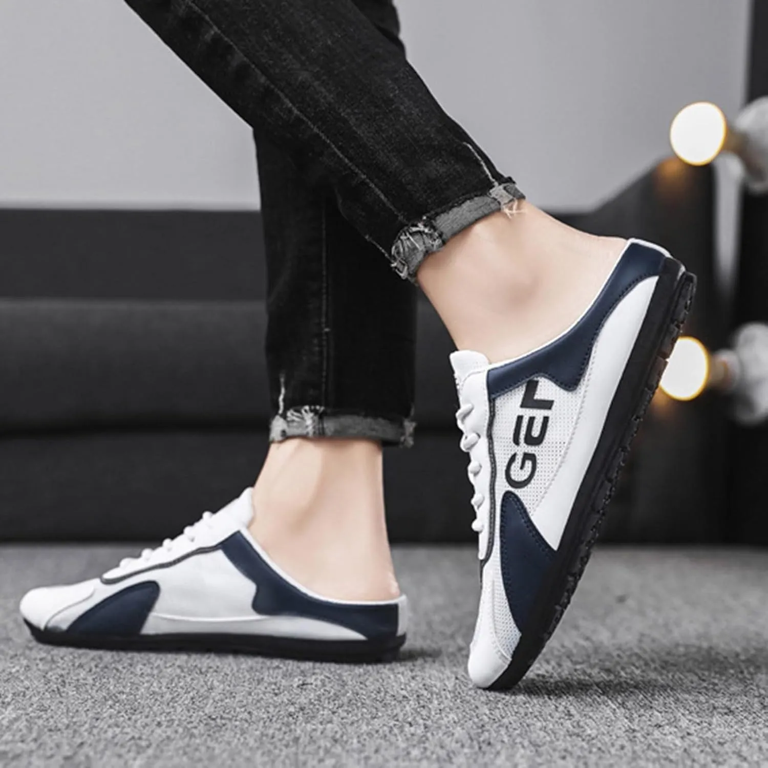 New Spring Men's Shoes All Casual Shoes Lazy Slip Ons and Half Slippers Boot Leather Men