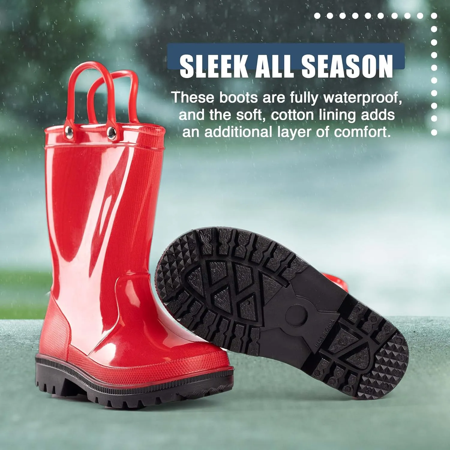 NORTY PVC Rain Boots for Kids - Waterproof PVC Boots Boys and Girls Solid & Printed Rainboots for Toddlers and Kids