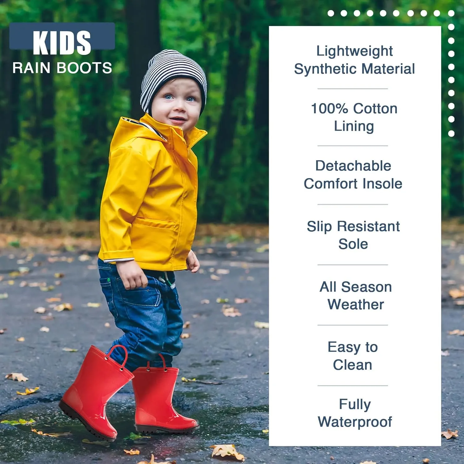 NORTY PVC Rain Boots for Kids - Waterproof PVC Boots Boys and Girls Solid & Printed Rainboots for Toddlers and Kids