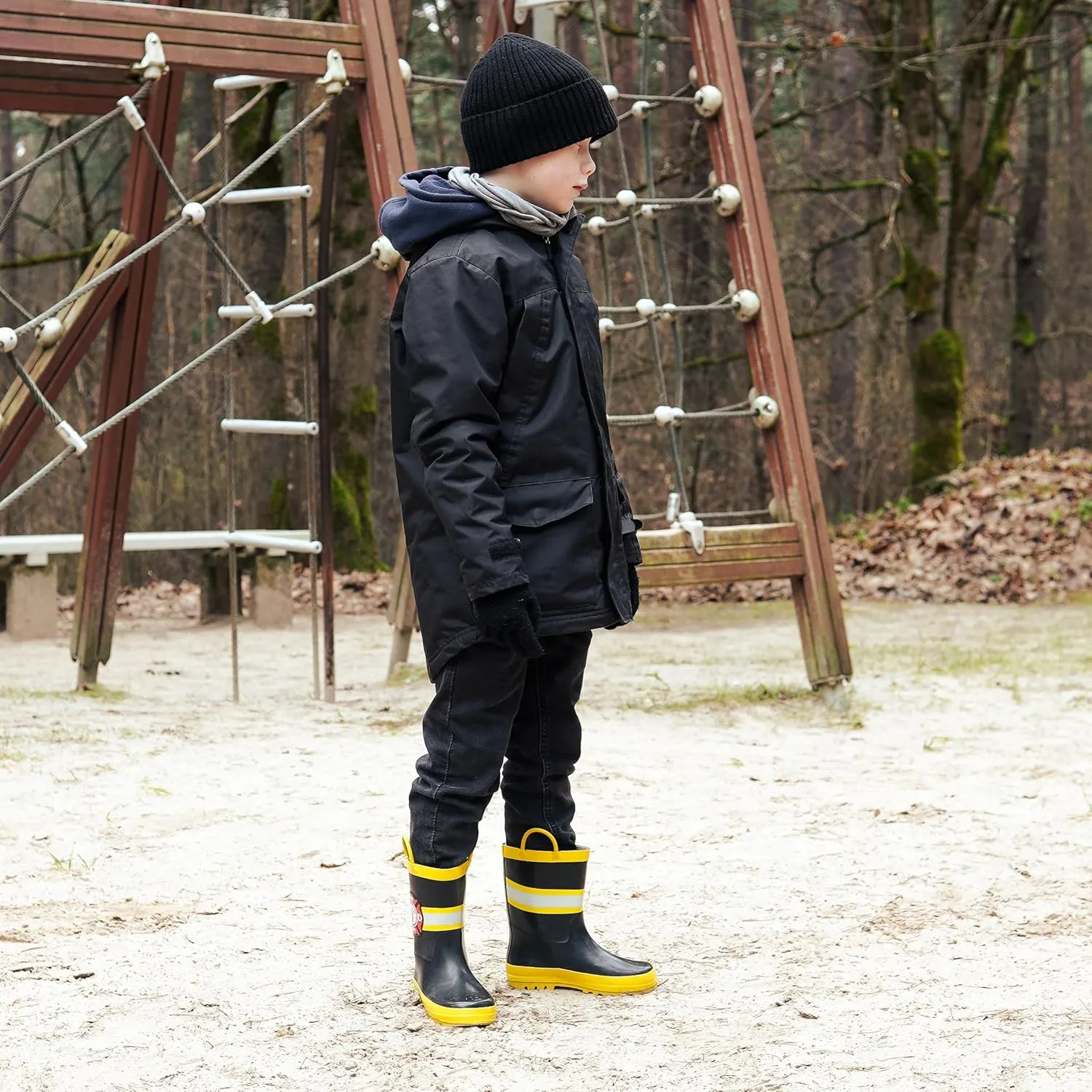 NORTY Rubber Rain Boots for Kids - Waterproof Rubber Boots Boys and Girls Solid & Printed Rainboots for Toddlers and Kids