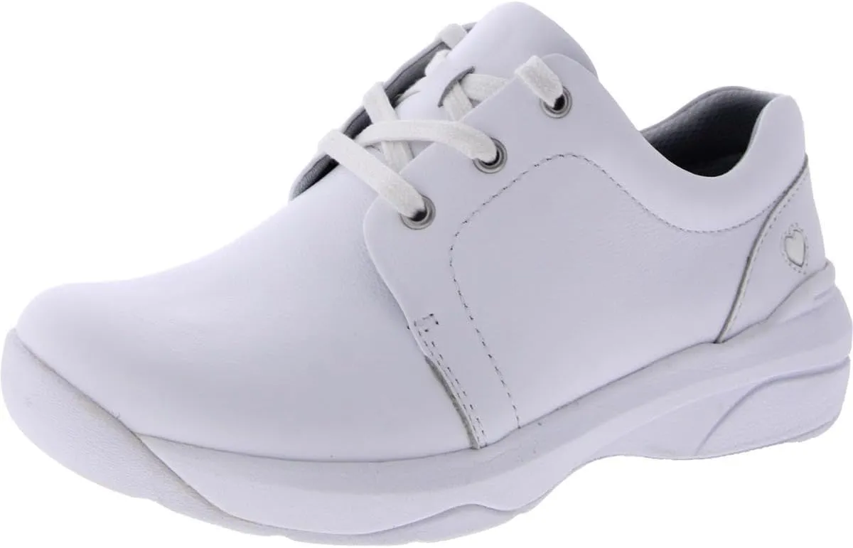 Nurse Mates Womens Corby Leather Low Top Lace Up Fashion, White, Size