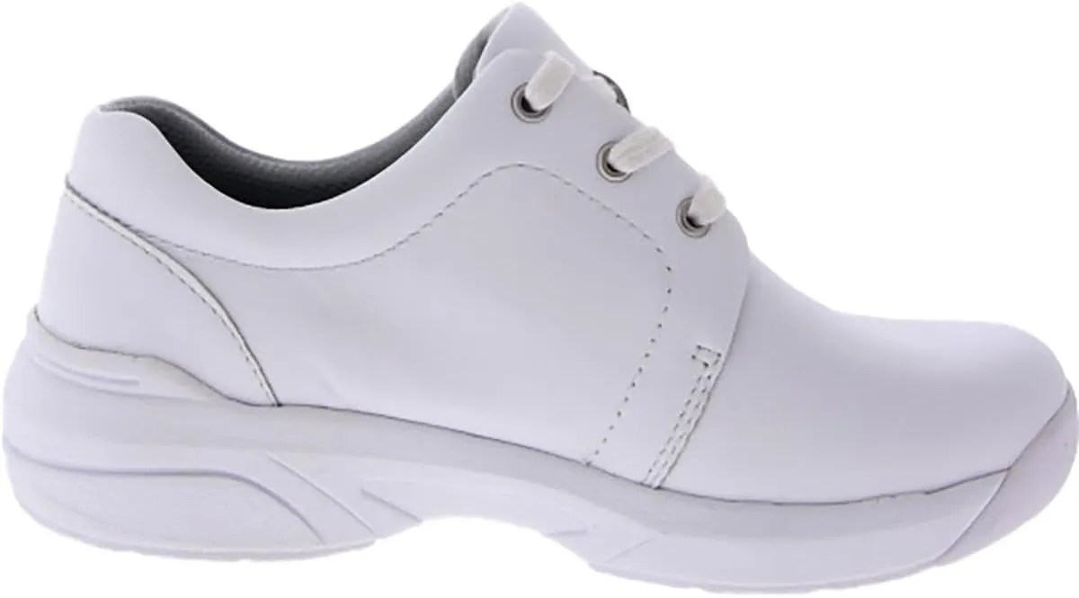 Nurse Mates Womens Corby Leather Low Top Lace Up Fashion, White, Size