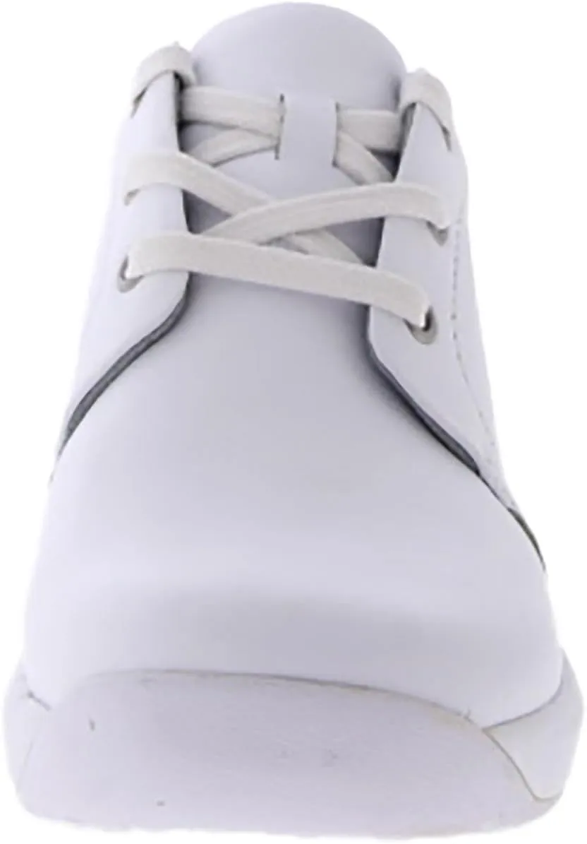 Nurse Mates Womens Corby Leather Low Top Lace Up Fashion, White, Size