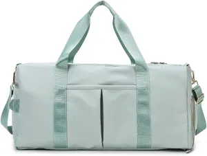 Nylon Travel Duffel Bag Sport Duffel Bag Weekend Shoulder Bag Women/Men Large Gym Tote Bag Ultra-Light Overnight Bag Carry On Luggage Hospital Bag with Shoes Compartment and Wet Pocket Green