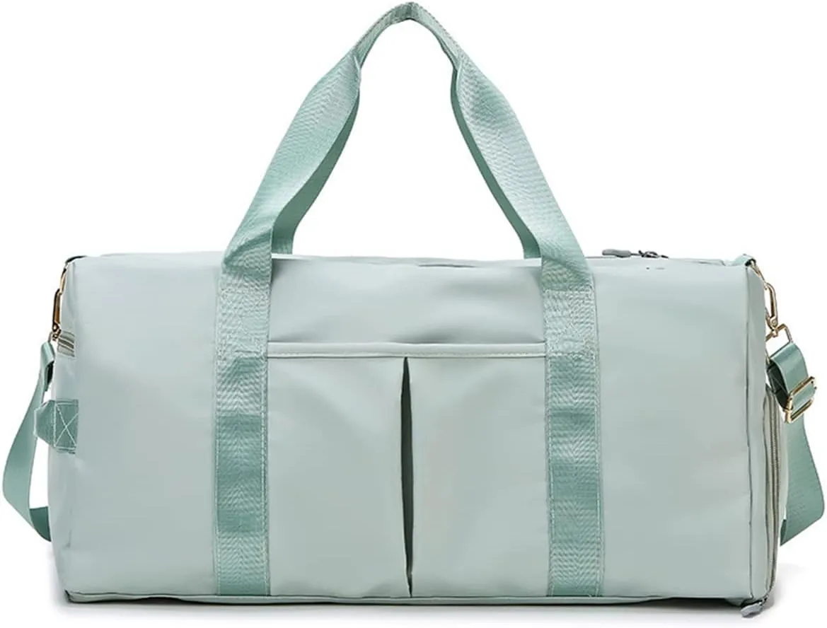 Nylon Travel Duffel Bag Sport Duffel Bag Weekend Shoulder Bag Women/Men Large Gym Tote Bag Ultra-Light Overnight Bag Carry On Luggage Hospital Bag with Shoes Compartment and Wet Pocket Green