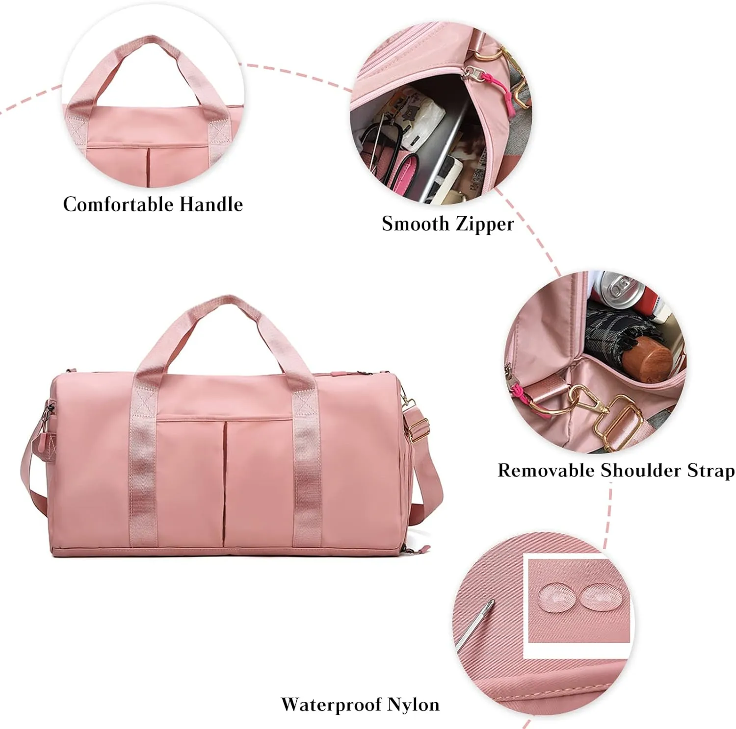 Nylon Travel Duffel Bag Sport Duffel Bag Weekend Shoulder Bag Women/Men Large Gym Tote Bag Ultra-Light Overnight Bag Carry On Luggage Hospital Bag with Shoes Compartment and Wet Pocket Green