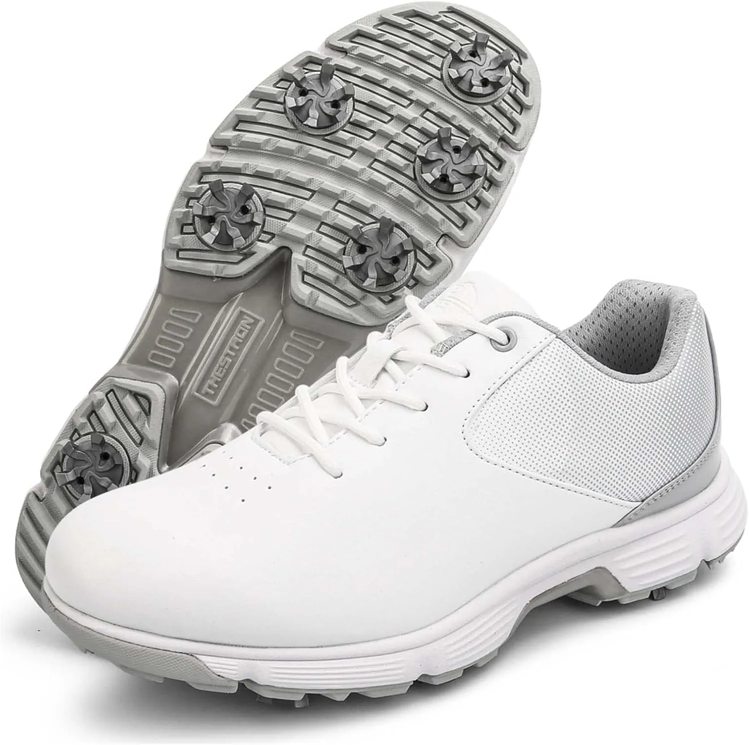 ONAIC Womens Golf Shoes with Spiked Leather Waterproof Sneakers Wide Fitting Non-Slip Trainers Non-Slip