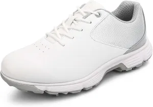 ONAIC Womens Golf Shoes with Spiked Leather Waterproof Sneakers Wide Fitting Non-Slip Trainers Non-Slip