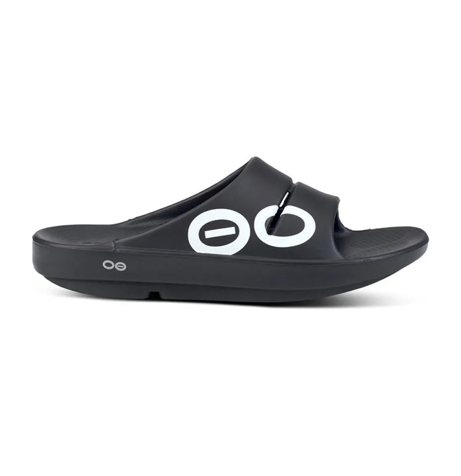 Oofos Ooahh Sport Slide Sandal - Matte Black 1500BKWTOO