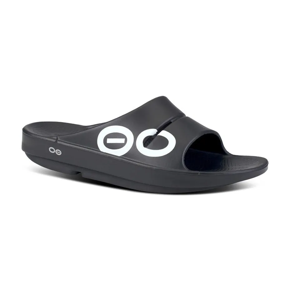 Oofos Ooahh Sport Slide Sandal - Matte Black 1500BKWTOO
