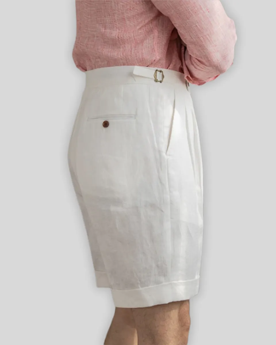 Oxford Pleated Shorts - White