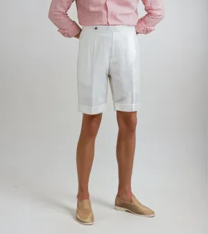 Oxford Pleated Shorts - White