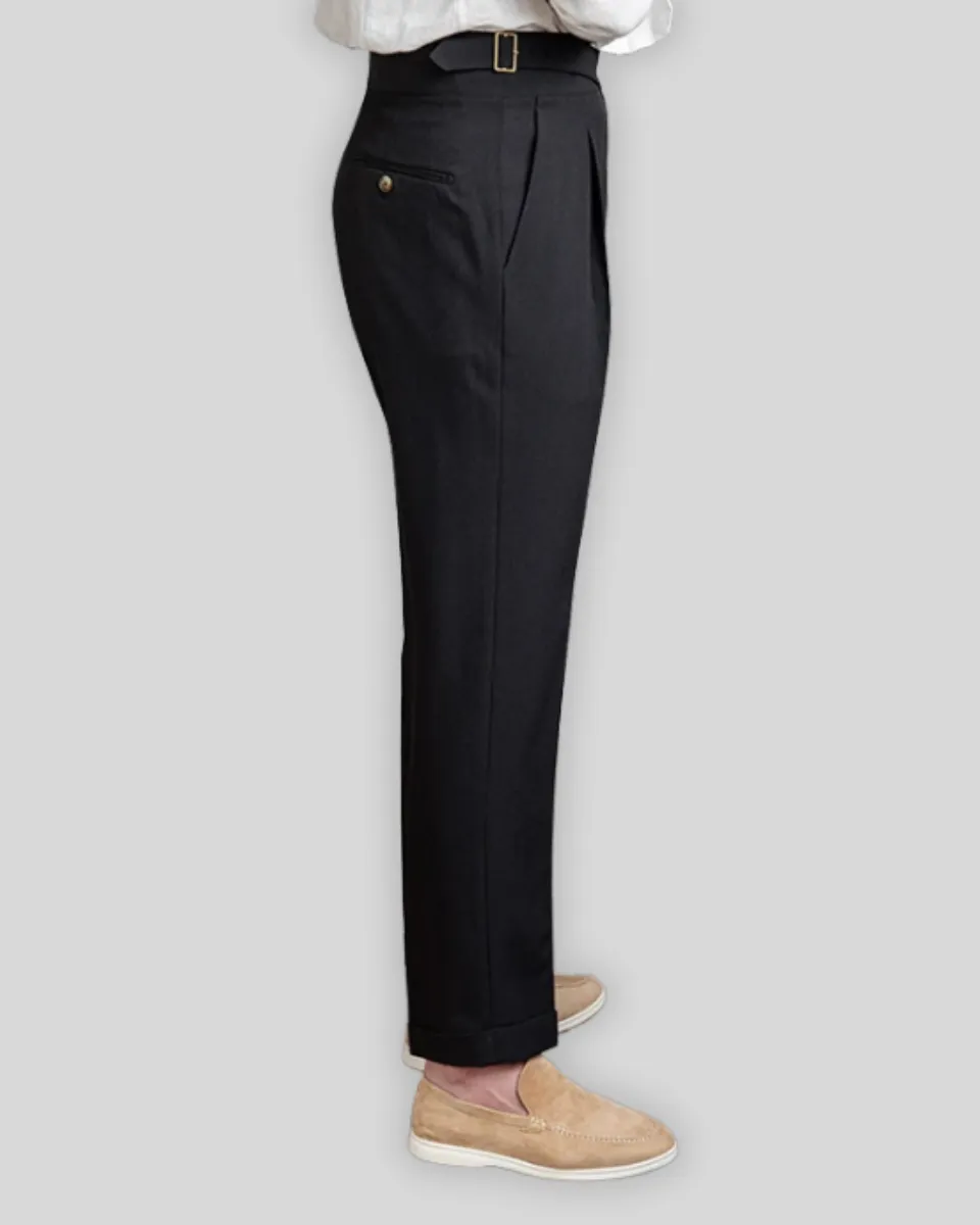 Oxford Pleated Trousers - Black
