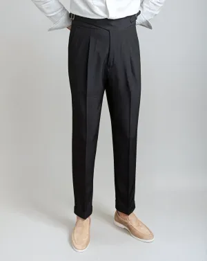 Oxford Pleated Trousers - Black