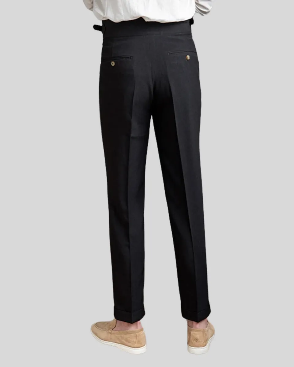 Oxford Pleated Trousers - Black