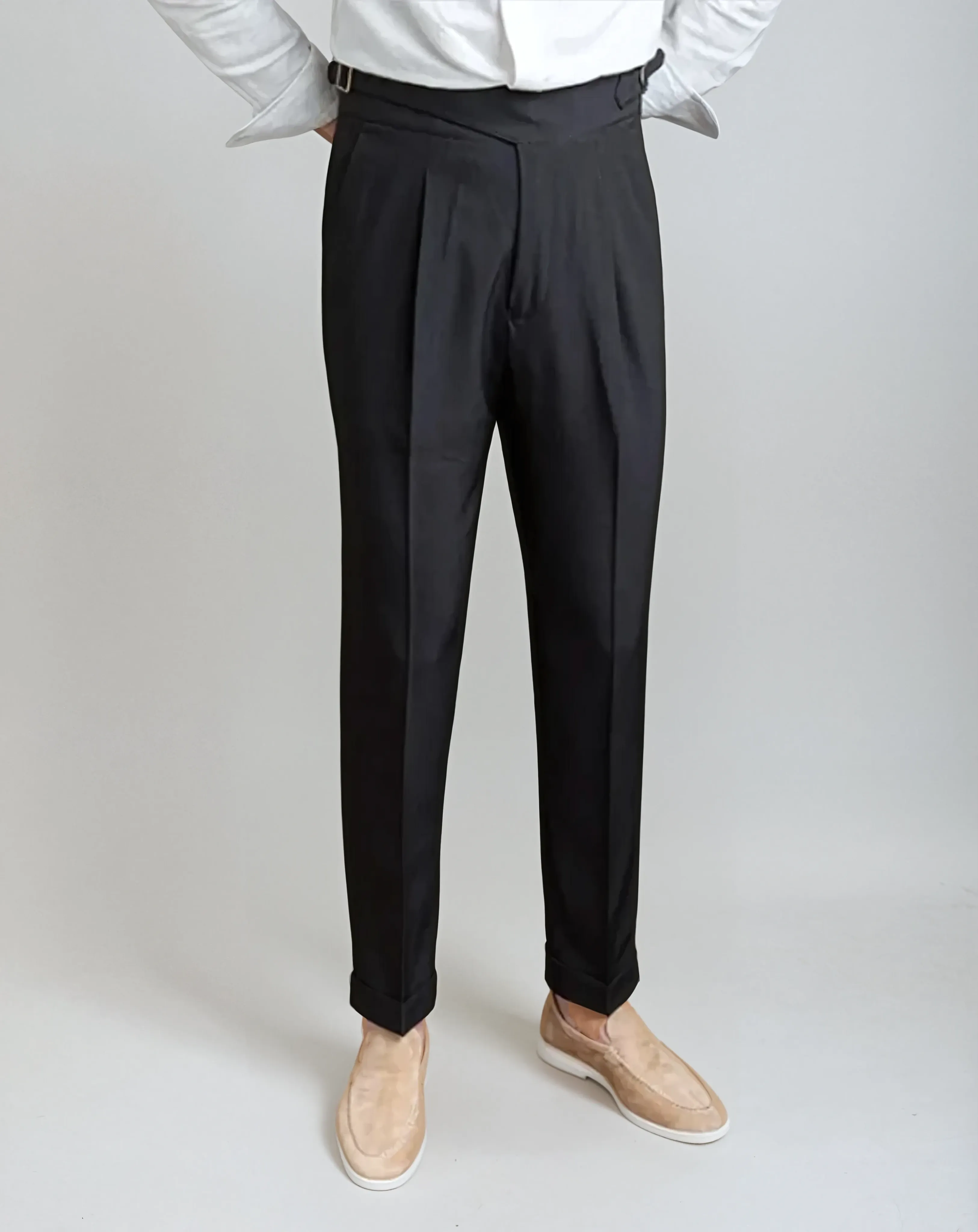 Oxford Pleated Trousers - Black