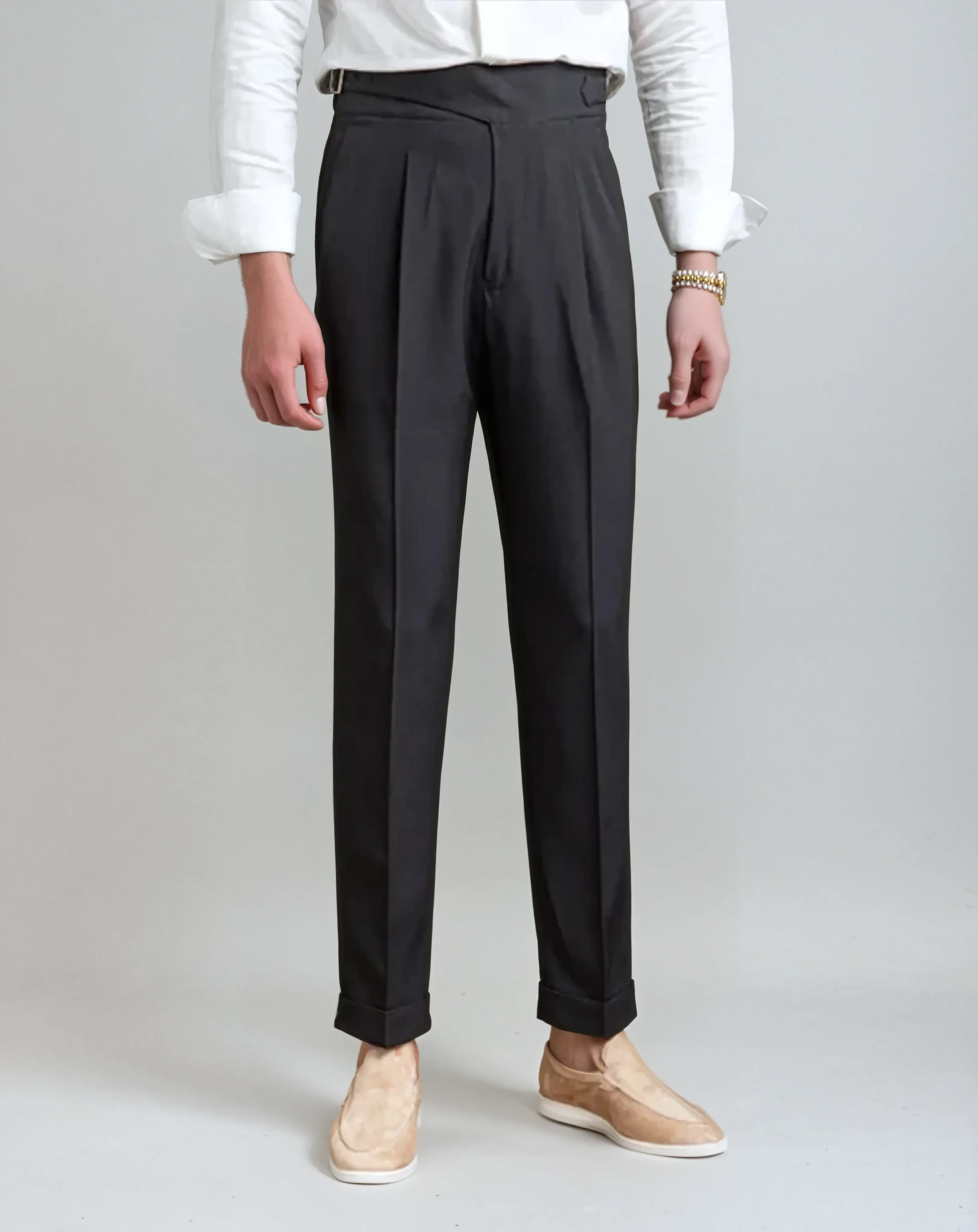 Oxford Pleated Trousers - Black